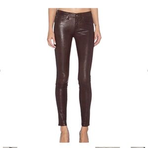 Rag & Bone Lamb Leather Burgundy Jeans Sz 25